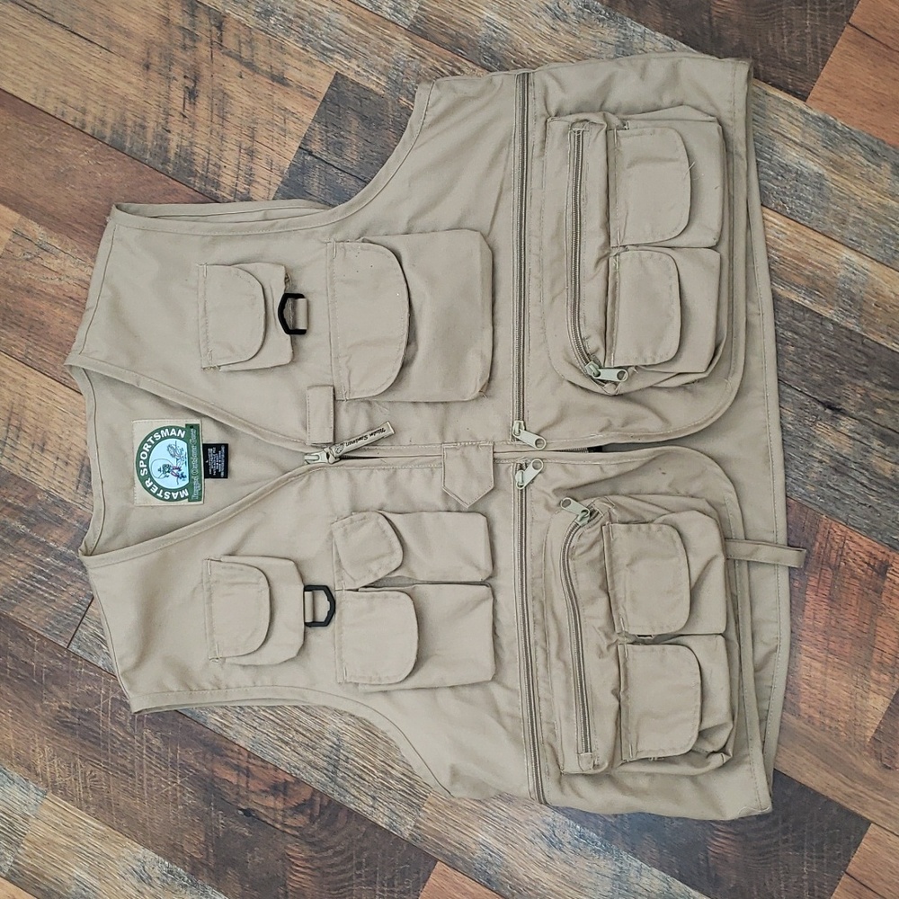 Master Sportsman Rugged Outdoor Gear Tan Fly Fishing Vest, Size Large